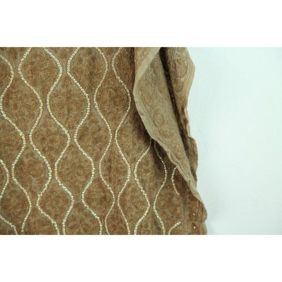 Brown Embroidered Sequin Embellished Scarf 66"x24" Boho Whimsigoth Fairy Witchy - Picture 10 of 10